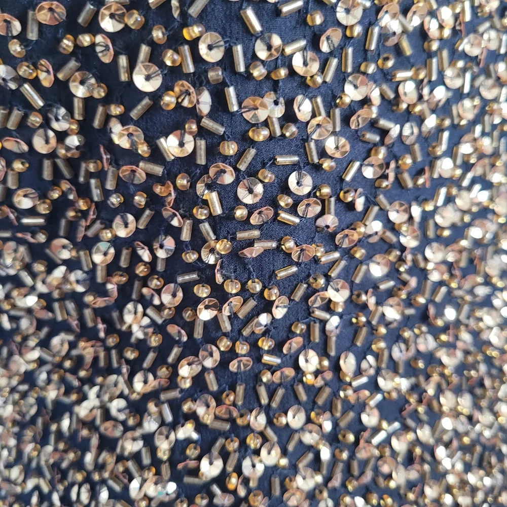 Vintage Niteline 100% silk dress with gold beading in size 10 - Picture 6 of 15